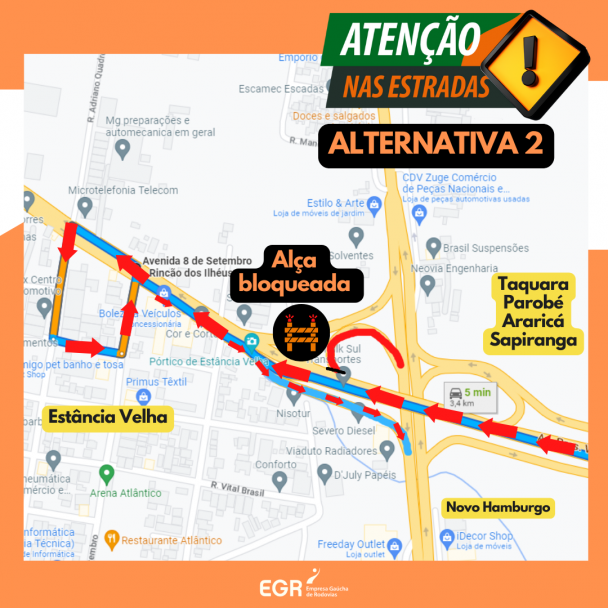 Rota alternativa para o bloqueio na ERS-239