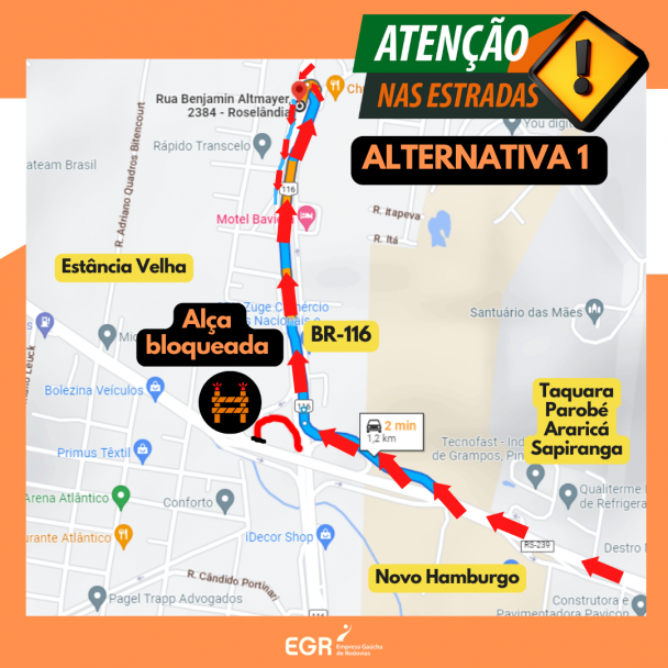 Rota alternativa para o bloqueio na ERS-239